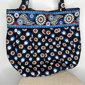 Vera Bradley Night Owl 15" Shoulder Strap Bucket Bag Purse Zip Closure